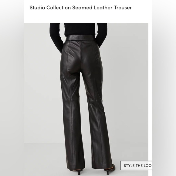 Ann Taylor Dark Brown Leather Flare Pants Size 12 - Picture 2 of 7